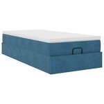 vidaXL Cadre de lit ottoman avec matelas bleu foncé 90x200 cm velours