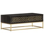 vidaXL Table basse Noir et doré 90x50x35 cm Bois solide de manguier