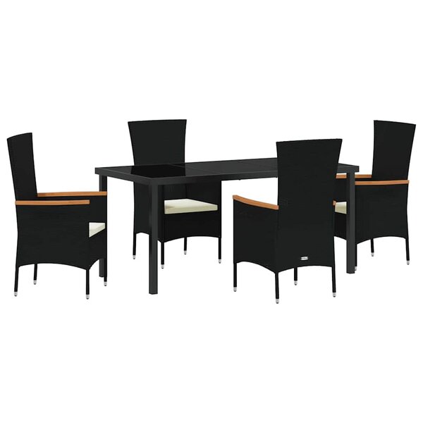 vidaXL Ensemble de salle à manger pour jardin 5 Pièces Noir Poly rotin