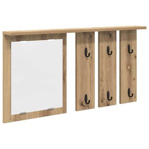 vidaXL Porte-manteau mural avec miroir chêne artisanal 85 x 10 x 45 cm