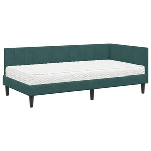 vidaXL Cadre de lit d'angle Vert foncé 90 x 190 cm Velours