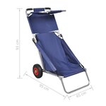 vidaXL Chariot de plage avec roues portable et pliable Bleu