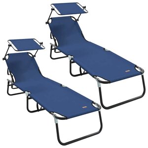 vidaXL Chaise longue pliante 2 pc oxford Bleu