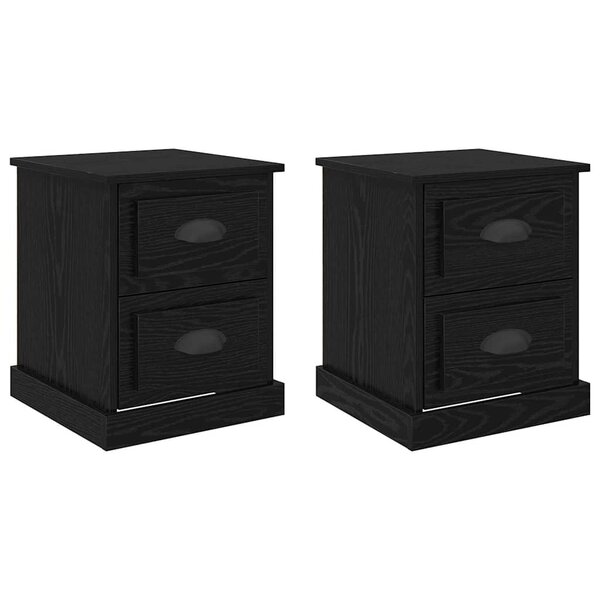 vidaXL Cabinet de chevet 2 Pièces Chêne noir 39 x 39 x 47.5 cm