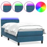 vidaXL Sommier à lattes de lit et matelas et LED bleu foncé 80x220 cm velours