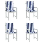 vidaXL Coussins de chaise à dossier bas lot de 4 rayures bleu et blanc