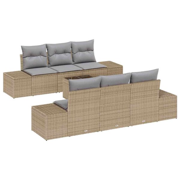 vidaXL Ensemble de canapé de jardin 7 Pièces Beige  Gris 55 x 55 x 37 cm
