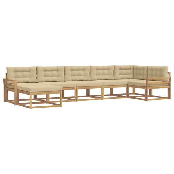 vidaXL Ensemble de canapés d'extérieur 7 Pièces Blanc et Beige