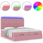 vidaXL Cadre de lit ottoman avec matelas rose 180x200 cm velours