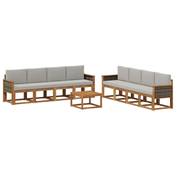 vidaXL Ensemble de canapés d'extérieur 9 pc Naturel et gris clair