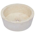 vidaXL Lavabo Crème Ø40x15 cm Marbre