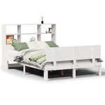 vidaXL Lit bibliothèque sans matelas blanc 120x190 cm bois pin massif