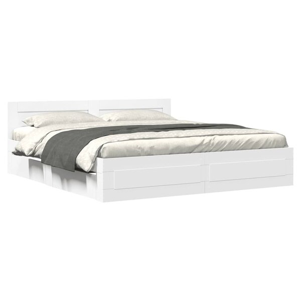 vidaXL Cadre de lit avec tête de lit sans matelas blanc 180x200 cm