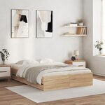 vidaXL Cadre de lit et tiroirs chêne sonoma 120x190 cm bois ingénierie