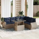 vidaXL Salon de jardin avec coussins 7 Pièces gris résine tressée acacia