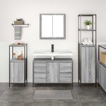vidaXL Ensemble de mobilier de salle de bain 3 Pièces Gris sonoma et Noir