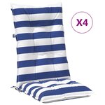 vidaXL Coussin d'extérieur 4 Pièces Bleu et Blanc 120 x 50 x 7 cm Tissu