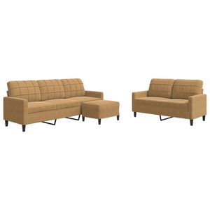 vidaXL Ensemble de canapés 3 Pièces avec coussins Marron Velours