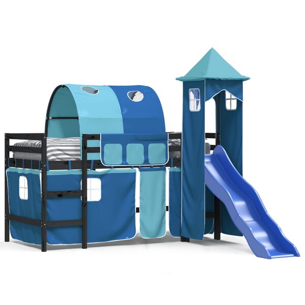 vidaXL Lit mezzanine enfants avec tour sans matelas bleu 90x190 cm