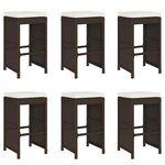 vidaXL Tabourets de bar jardin coussins lot de 6 marron résine tressée