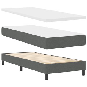 Lit Box Spring vidaXL avec Matelas Gris Foncé 80x200 cm Tissu