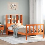 vidaXL Lit bibliothèque sans matelas cire marron 90x200 cm pin massif