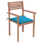 vidaXL Chaises de jardin empilables avec coussins 6 Pièces Teck solide