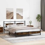 vidaXL Cadre de lit sans matelas chêne fumé 160x200 cm bois ingénierie