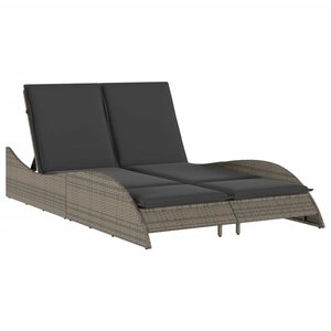 vidaXL Chaise longue avec coussins gris 114x205x73 cm résine tressée