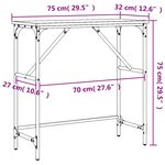 vidaXL Table console chêne sonoma 75x32x75 cm bois d'ingénierie