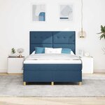 vidaXL Lit à ressorts avec tête de lit Bleu 140 x 190 cm tissu