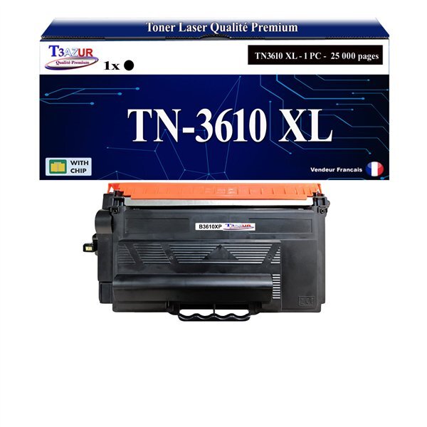 T3AZUR- Toner compatible avec Brother HL-L6410DN MFC-L6910DN TN-3610 XL Noir (25 000 pages)