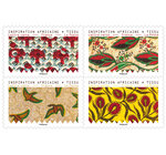 Carnet 12 timbres - Inspiration africaine - Tissu - Lettre verte