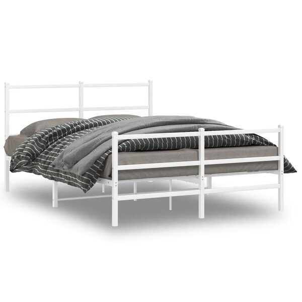 vidaXL Cadre de lit métal avec tête de lit/pied de lit blanc 140x200cm
