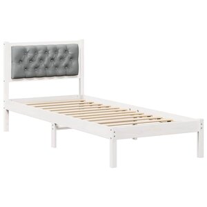 vidaXL Cadre de lit avec tête de lit Gris clair 90 x 190 cm Pin massif