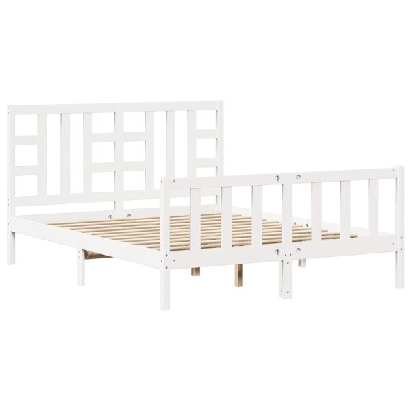 vidaXL Cadre de lit sans matelas blanc bois de pin massif