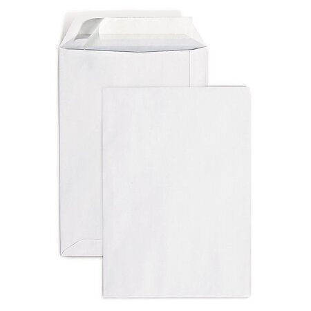 Lot de 500: pochette papier vélin blanc auto-adhésive sans fenêtre 176x250 mm