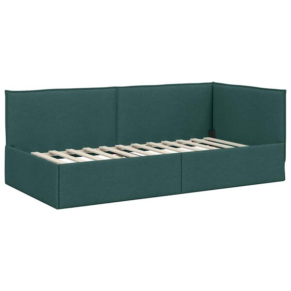 vidaXL Cadre de lit d'angle Vert foncé 80 x 200 cm tissu