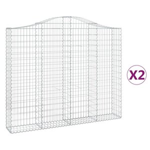 vidaXL Paniers à gabions arqués 2 Pièces 200x30x160/180 cm Fer galvanisé
