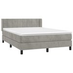 vidaXL Sommier à lattes de lit et matelas Gris clair 140x190cm Velours