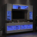 vidaXL Ensemble de meubles TV muraux 6 Pièces avec lumières LED blanc