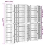 vidaXL Cloison de séparation 6 panneaux noir bois de paulownia massif