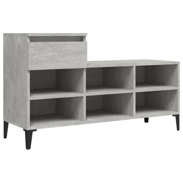 vidaXL Armoire à chaussures Gris béton 102x36x60 cm Bois d'ingénierie