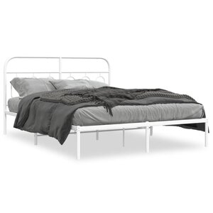 vidaXL Cadre de lit métal sans matelas et tête de lit blanc 140x200 cm