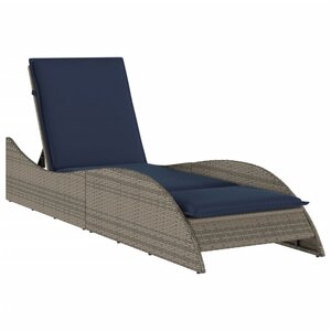 vidaXL Chaise longue avec coussin Gris 60x205x73 cm Résine tressée