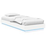 vidaXL Cadre de lit avec LED Blanc 80 x 200 cm Bois d'ingénierie