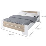 MAO Chambre adulte complete - Contemporain - Blanc mat et décor chene sonoma - l 140 x L 190 cm