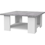 Table Basse - Blanc/Béton Gris Clair - L 67 x P 67 x H 31 cm - PILVI