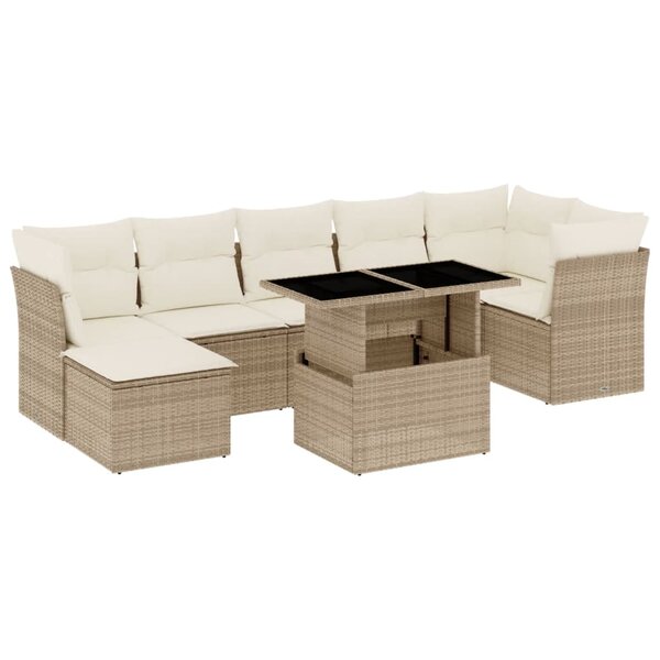 vidaXL Salon de jardin avec coussins 8 Pièces beige résine tressée