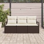 vidaXL Ensemble de canapé de jardin 3 Pièces Marron et blanc polyrotin